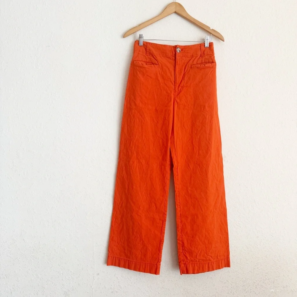 Maeve The Colette Orange Cropped Wide Leg Pants Size 8 - Picture 2 of 8